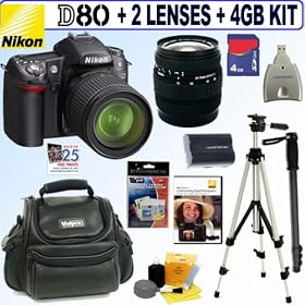 Nikon D80 10.2MP Digital SLR Camera with Sigma 18-50 and 70-300 Lenses and 4GB Deluxe... by Nikon