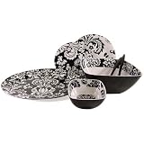 Le Cadeaux Melamine Black and White Wallpaper~ Heavy Duty Italian pottery-like dinnerware