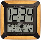 La Crosse Technology WS-8248U-OAK Digital Wall Clock with Moon Phase