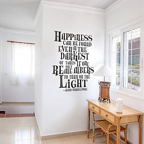 MairGwall Harry Potter Dumbledore Quote Happiness can be found Wall Decal Wall Decor Vinyl Wall Lettering Sticker (Black, Large)