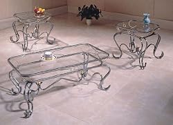 XO Design Wrought Iron Occassional Coffee & 2 End Table Set