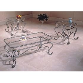 XO Design Wrought Iron Occassional Coffee & 2 End Table Set