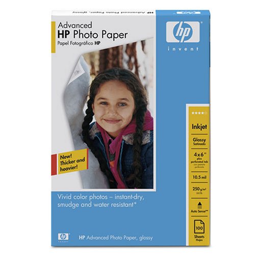 HP Advanced Photo Paper, Glossy (100 Sheets, 4 x 6 Inch with Tab)