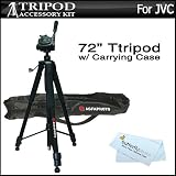 Pro 72" Super Strong Tripod With Deluxe Soft Carrying Case For JVC GS-TD1, GZ-HD520, GZ-HM30, GZ-HM440, GZ-HM450, GZ-HM50, GZ-HM650, GZ-HM670, GZ-HM690, GZ-HM860, GZ-HM960 HD Everio Camcorder