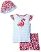 Gerber Little Girls' Toddler Three-Piece Shirt, Bloomer and Tulip Hat Set, Flamingo, 3T