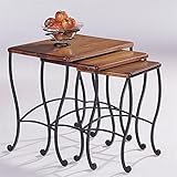 Coaster Nesting Tables, Black Iron Base Frame with Rustic Oak Wood, 3-Piece Set