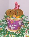 Gourmet Food : Scott's Cakes 1 lb. Brownie Chunk Cookies in a Purple Bunny Pail with Jelly Beans and Milk Chocolate Bunny