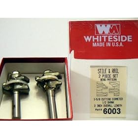 6003 CARBIDE-TIP 2 PC BEAD STYLE STILE AND RAIL ROUTER BIT SET 1-5/8 DIA X 7/8" CL X 3/8" REVEAL
