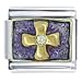 Cross Purple Religious Italian Charms Bracelet Link
