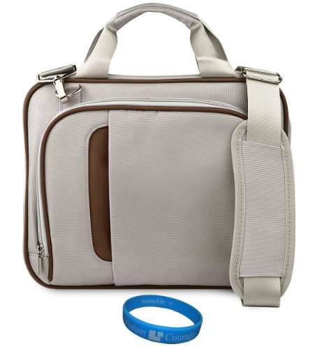  Brown Pinn Shoulder Bag Carry Case for Asus Eee Pad Transformer TF101-A1 10.1-inch Tablet + SumacLife TM Wisdom*Courage Wristband