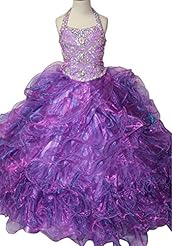 Girls  Lace Crystal  Crystals Organza  Ball Gown Flower-Girl Dress/Pageant Dress/Party Dress  With Ruffles