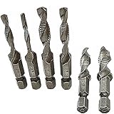 6 ピース-m10 スパイラル小ネジ タップ ドリル 1/4 "六角シャンク ドリル タップ バリ取り組み合わせ ビット セット タッピング バリ取り皿ビット