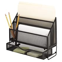 Eldon 62531 Wire mesh large sorter with drawer, black, 4w x 9-3/8d x 12-1/8h