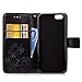 iPhone 7 Cases, iPhone 7 Wallet, iPhone 7 leather Case,Carryberry Flowers Pattern [PU Leather] Book style Wallet Case Cover for iPhone 7 ,Black