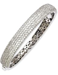 Sterling Silver Rhodium Plated With Cz Hinged Bangle