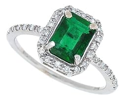 1.52Ct Emerald Cut Emerald and Diamond Ring in 10Kt White Gold( AB Quality)-6