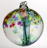 Kitras Art Glass - FAMILY TREE OF ENCHANTMENT WITCH BALL - Old English - Hand Blown Glass Hanging Ornament-OR-TREE-06-FA