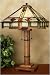 Tiffany-style Table Lamp With Oak Base