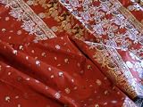 DESIGNER RUST WEDDING INDIA SAREE SILK SARI FABRIC 6.5Y