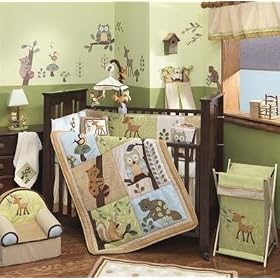 Lambs & Ivy Enchanted Forest Baby Crib Bedding Set, Green