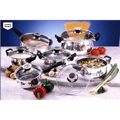 Karcher 120995 Kochtopf Set Sarah - hochwertiges 12-teiliges Edelstahlkopf Set mit Blumendekor - Thermokn�pfe