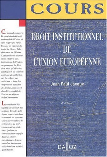 Droit institutionnel de l'Union europ�enne
