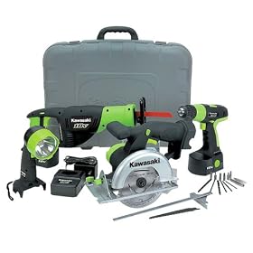 Kawasaki 840108 Black 18 Volt 1 Speed 4 piece Cordless Combo Kit by Kawasaki
