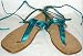 Turquoise Metallic Leather Thong Tie up Sandals