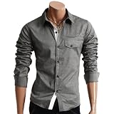 Mens Casual Pocket Point Slim Dress Shirts(HC908)