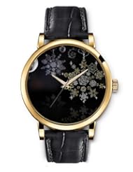 SPRAWL Aanalog Fashion Series Gold Ladies Watches of Genuine Black Leather Strap,Unique Wrist Watch for Women Girls Designed with Snowflakes hanging