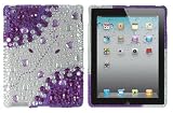 FULL Cover Purple Heart Splash Crystal Case for Apple iPad 2; Crystal Rhinestone Diamond Bling