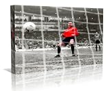 Eric Cantona (2) Manchester Utd. Football Framed Canvas Art Print - Wall Art - Contempoary Art - Gallery Wrapped Framed Ready to Hang (30in x 20in)