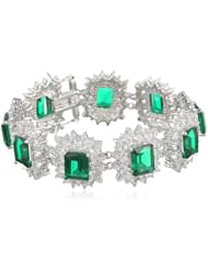 CZ by Kenneth Jay Lane "Trend" 72 Cttw Multi-Cubic Zirconia Framed Vintage Link Bracelet, 7.25