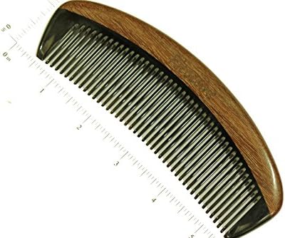 Medium Tooth Comb Red Sandalwood Frame and Buffalo Horn Teeth Handmade Comb - JM002