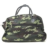 Green Camouflage Print Wheeled Duffel Bag Overnight by Coolstuff4U