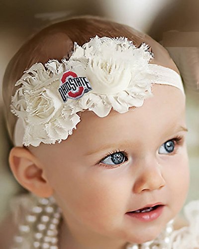 Ohio State Buckeyes Baby/ Toddler Shabby Flower Bow Headband (Newborn - 3 mo./ 13