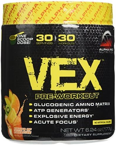 Alpha Pro Nutrition VEX Pre Workout Powder, Explosive Energy with Acute Focus &amp; ATP Generators, Fruits of Paradise, 30 Servings by Alpha Pro Nutrition