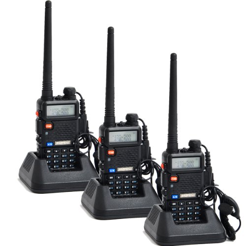Baofeng UV-5R 136-174/400-480 MHz Dual-Band CTCSS/DCS FM Transceiver with Earpiece Ham Amateur Radio Walkie Talkie 2 Way Radio Long Range Black Pack of 3 On Sale