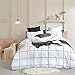 Wellboo White Grid Duvet Cover Cotton Plaid Checkered Bedding Cover Sets Queen Full Adult Women Men Quilt Covers Large Plaid Black and White Duvet Cover Geometric Modern Lines Soft Health No Insert