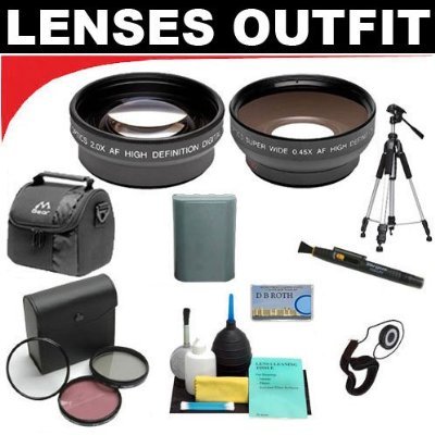 2x Digital Telephoto Professional Series Lens + 0.5x Digital Wide Angle Macro Professional Series Lens + 3 Piece Digital Camera Filter Kit + Deluxe DB ROTH Super Savings Accessory Kit For The Sony DCR-TRV103, TRV230, TRV510, CCD-TRV16, TRV37, TRV43, TRV57, TRV67, TRV68, TRV87, TRV98 Hi8 Camcorders