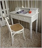 Shabby Chic Vintage Sekretär antik-weiß mit Schnitzereien im Landhaus Stil