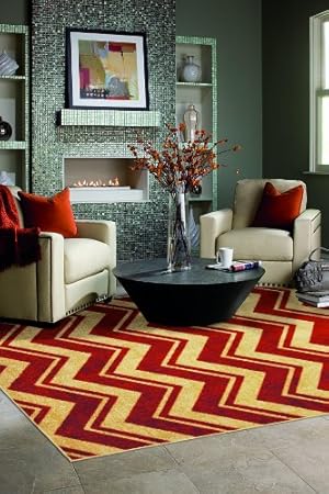  60-Inch by 96-Inch Area Rug, Stripe, Rust