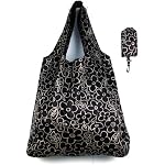 Trendy Shopping Tote Bag Gold Trace Flowers Pattern