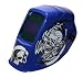 Solar Auto Darken Darkening Welding Helmet Blue w/Skull Design