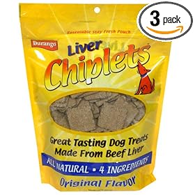 Durango Chiplets Dog Treats, Original Liver, 16-Ounce Pouches (Pack of 3)