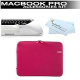 Macbook Pro 13" Protection Bundle Kit Includes Incase Neoprene Sleeve for 13" MacBook Pro (Raspberry) + Moshi PalmGuard Protector for MacBook Pro 13" + BONUS Butterfly Photo Microfiber Cleaning Cloth