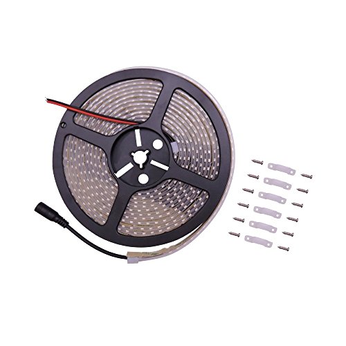 Gxilee 12v SMD 3528 LED Light Strip 16.4 Ft/Roll 600 Leds IP67 Silicone Tube Waterproof Led Rope Lighting for Outdoor Using (wam white 3000k)