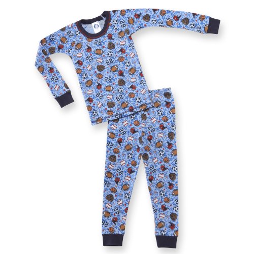 Gerber Two Piece Infant Thermal Underwear, Blue Sports Print,