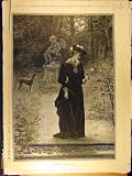 1891 WINTER ROSE KNOWLES LADY DOG GARDEN STATUE PRINT