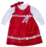 Little Girls' Holiday Dress with Red Velour Jumper and Headband